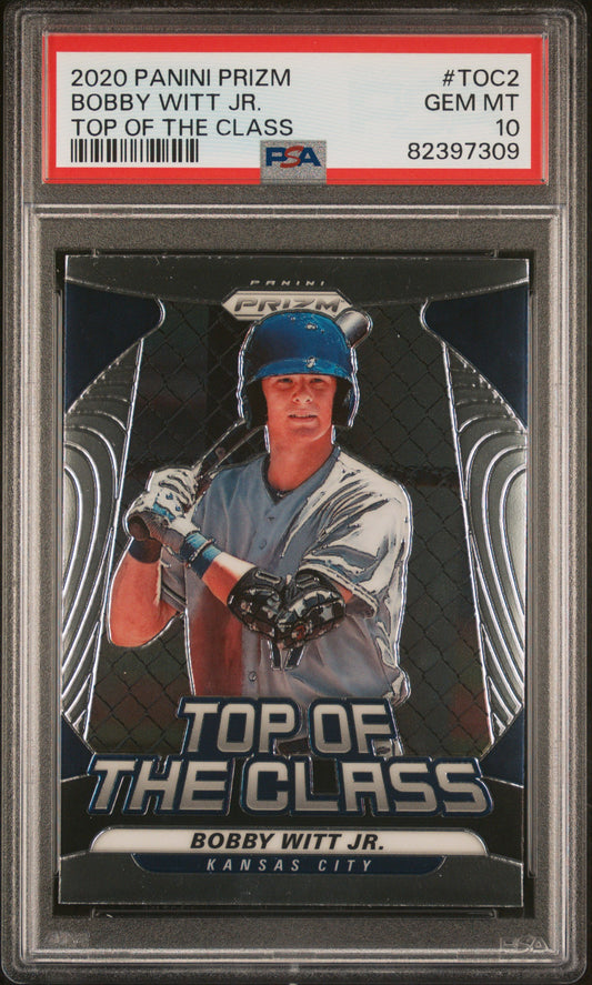 Graded 2020 Panini Prizm Bobby Witt Jr. #TOC2 Top Of The Class Rookie RC Baseball Card PSA 10 Gem Mint