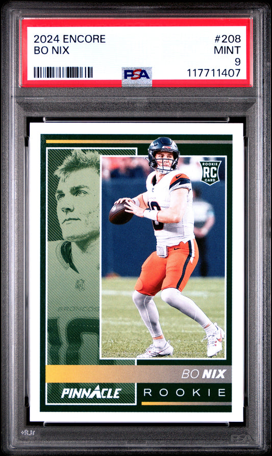Graded 2024 Panini Encore Bo Nix #208 Rookie RC Football Card PSA 9 Mint