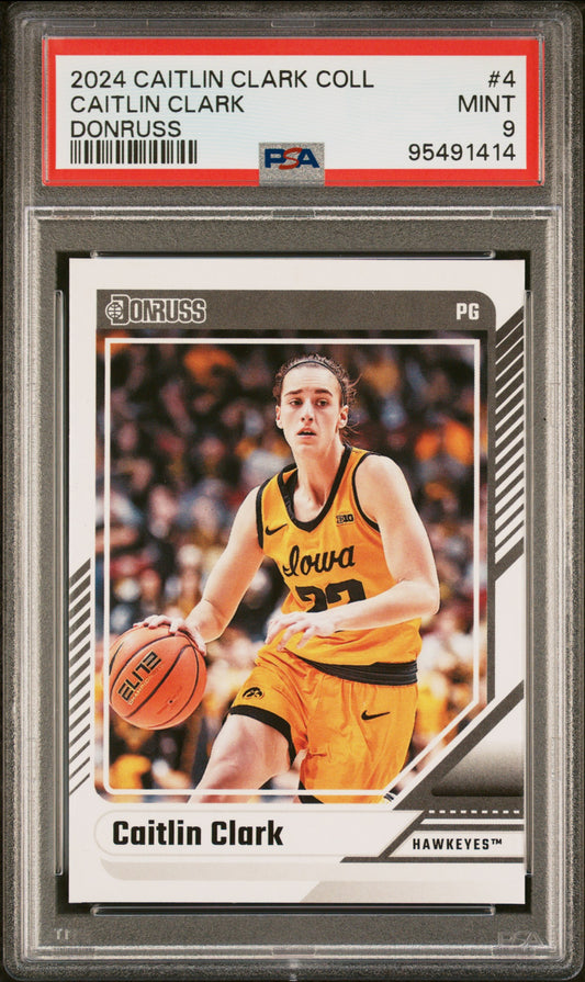 Graded 2024 Panini Caitlin Clark Collection Caitlin Clark #4 Donruss Rookie RC Basketball Card PSA 9 Mint