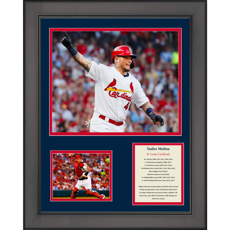 Framed Yadier Molina  St. Louis Cardinals Baseball 11"x14" Three Photo Collage