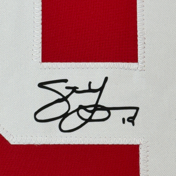 Framed Facsimile Autographed Steve Yzerman 35x39 Detroit Red Reprint Laser Auto Hockey Jersey