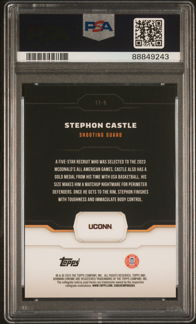 Graded 2023 Topps Bowman U Sapphire Stephon Castle #TT9 Treasured Talent Rookie RC Basketball Card PSA 10 Gem Mint