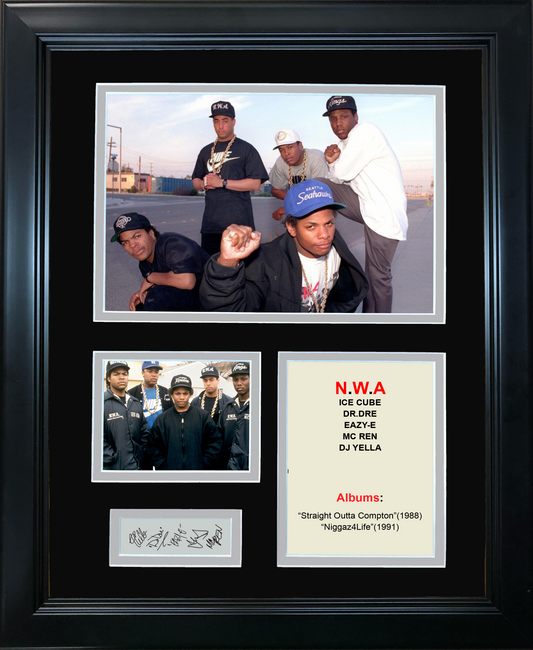 Framed NWA Discography Facsimile Laser Engraved Signature Auto 11"x14" Music Photo Sig Collage
