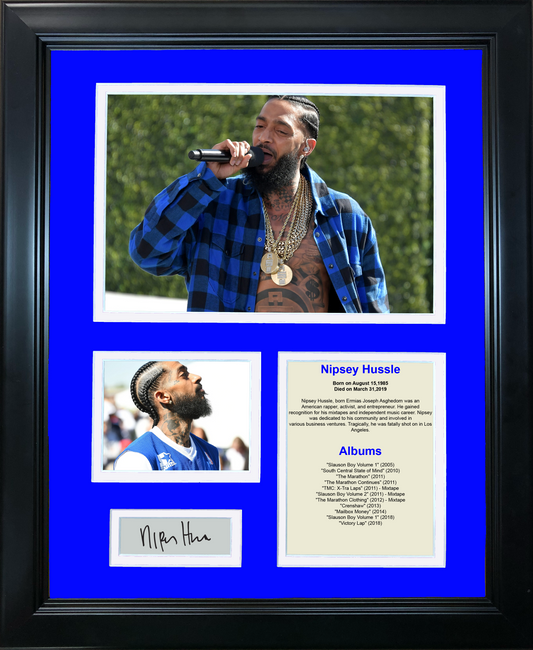 Framed Nipsey Hussle Discography Facsimile Laser Engraved Signature Auto 11"x14" Music Photo Sig Collage