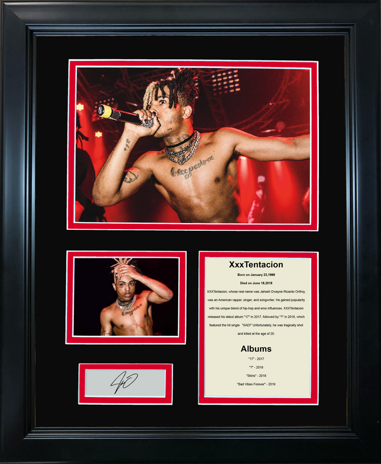 Framed Xxxtentacion Discography Facsimile Laser Engraved Signature Auto 11"x14" Music Photo Sig Collage