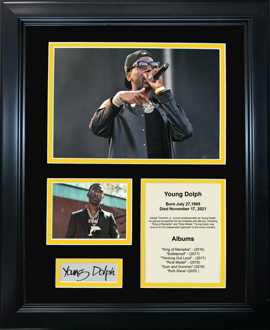 Framed Young Dolph Discography Facsimile Laser Engraved Signature Auto 11"x14" Music Photo Sig Collage