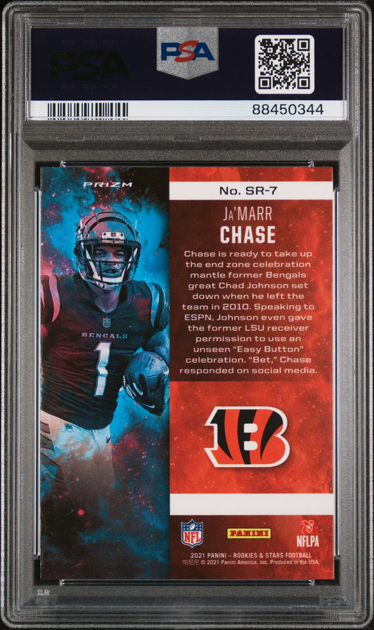 Graded 2021 Panini Rookies & Stars Ja'Marr Chase #SR7 Stellar Rookie Red Plaid Rookie RC Football Card PSA 10 Gem Mint
