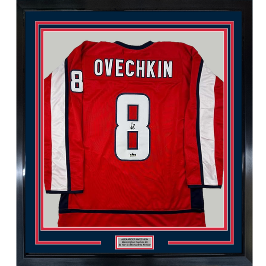 Framed Facsimile Autographed Alexander Ovechkin 35x39 Washington Red Reprint Laser Auto Hockey Jersey