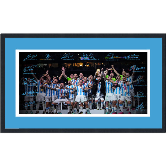 Framed Argentina World Cup Champions 2023 Facsimile Signature Team Auto 16x24 Soccer Photo
