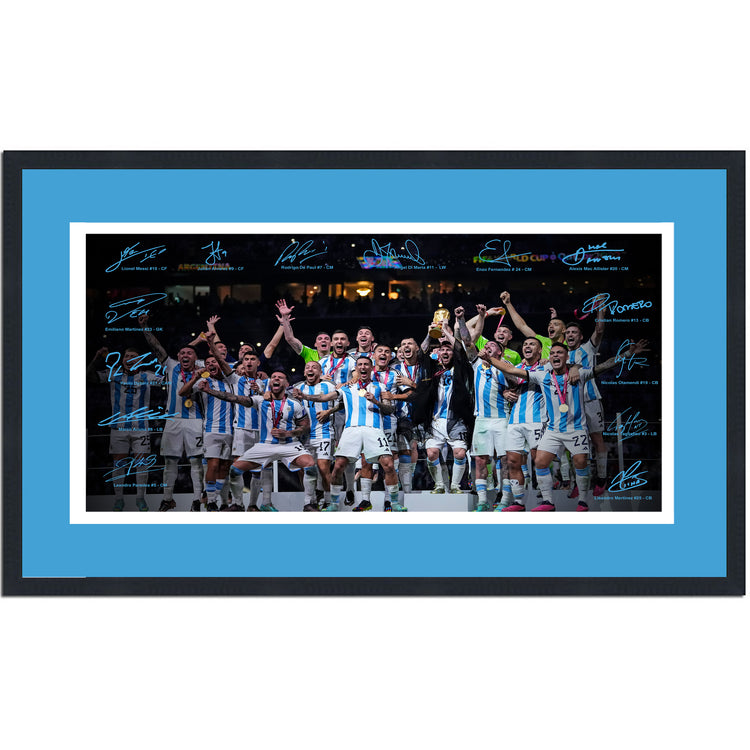 Framed Argentina World Cup Champions 2023 Facsimile Signature Team Auto 16x24 Soccer Photo