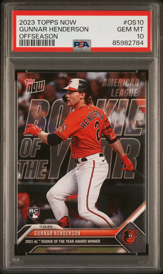 Graded 2023 Topps Now Gunnar Henderson #OS10 Offseason Rookie RC Baseball Card PSA 10 Gem Mint
