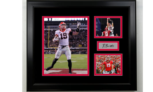 Framed Brock Bowers Georgia Bulldogs Facsimile Laser Engraved Signature Football 14x11 3 Photo Collage