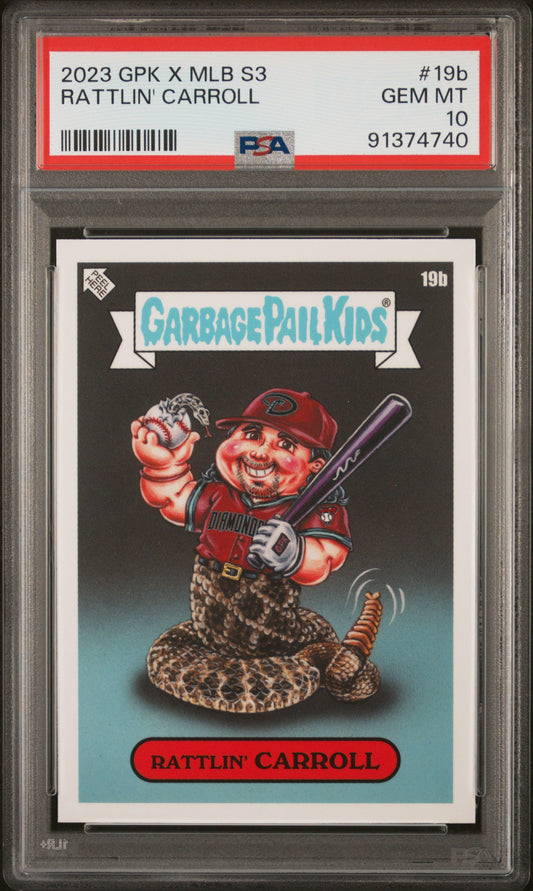 Graded 2023 Topps Garbage Pail Kids Corbin Carroll #19B Rattlin Carroll Rookie RC Baseball Card PSA 10 Gem Mint