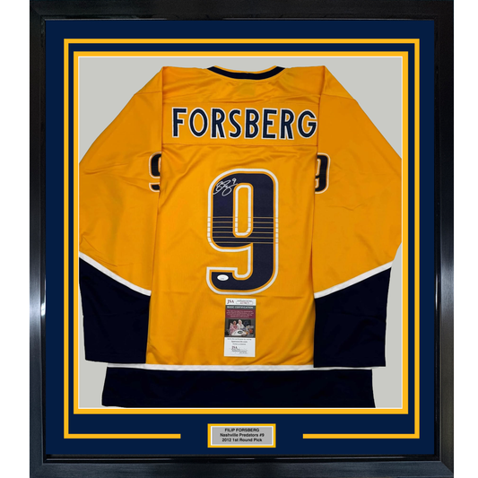 Framed Autographed/Signed Filip Forsberg 35x39 Nashville Yellow Hockey Jersey JSA COA