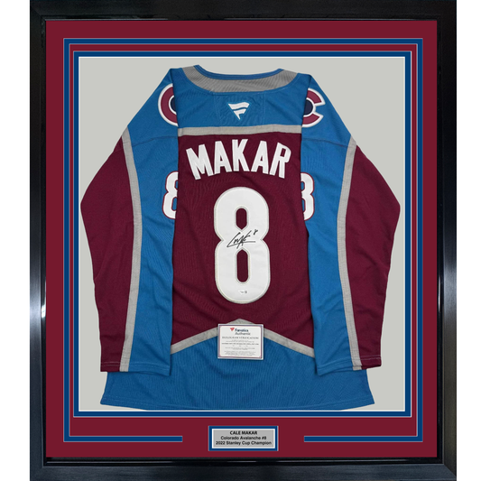 Framed Autographed/Signed Cale Makar 35x39 Colorado Avs Avalanche Maroon Authentic Hockey Jersey Fanatics COA