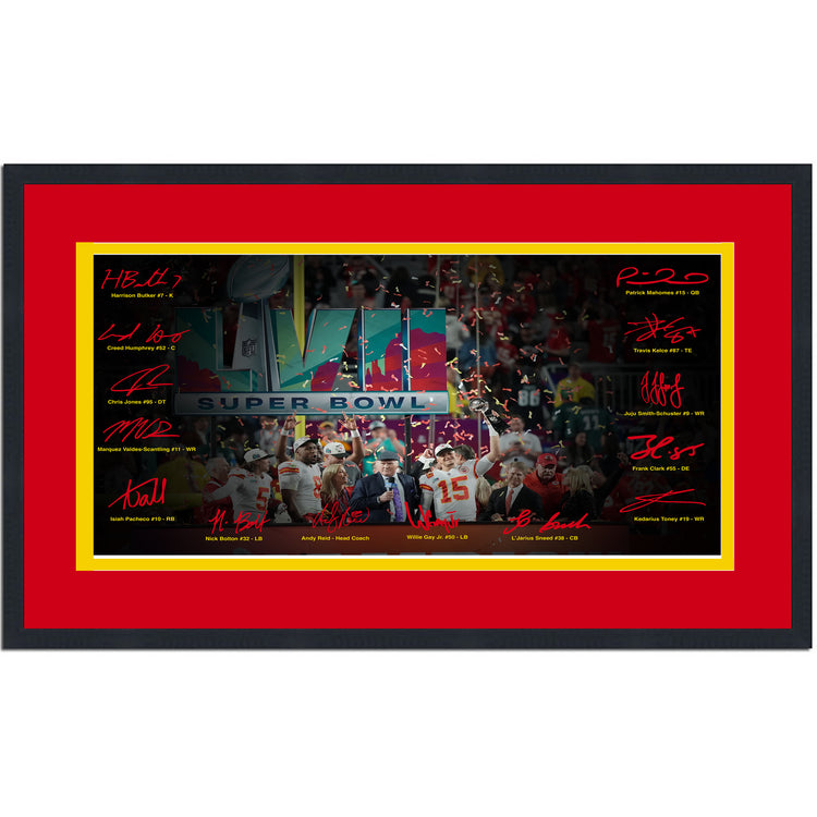 Framed Kansas City Chiefs Super Bowl LVII Champions Facsimile Signature Team Auto 16x24 Football Photo