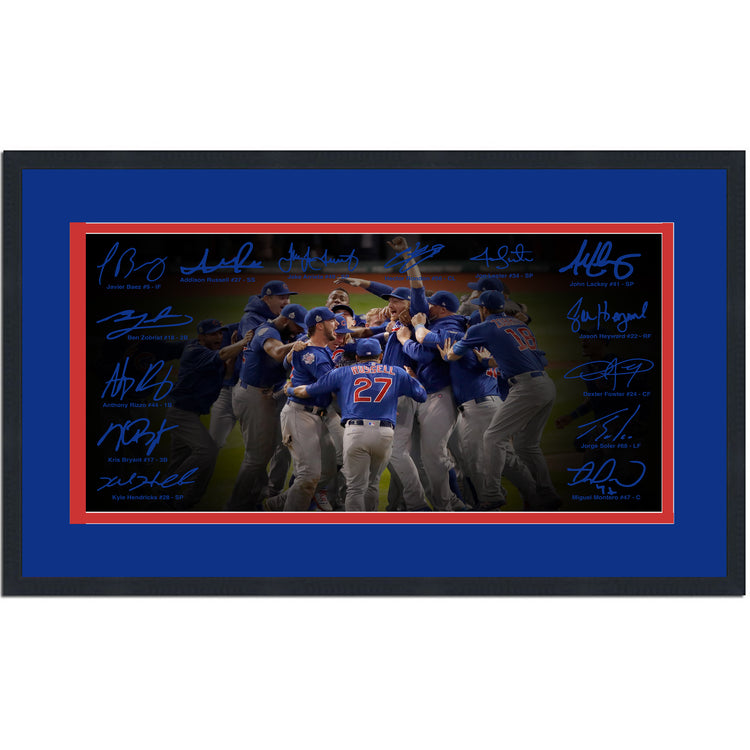 Framed Chicago Cubs 2016 World Series Champions Facsimile Signature Team Auto 16x24 Baseball Photo