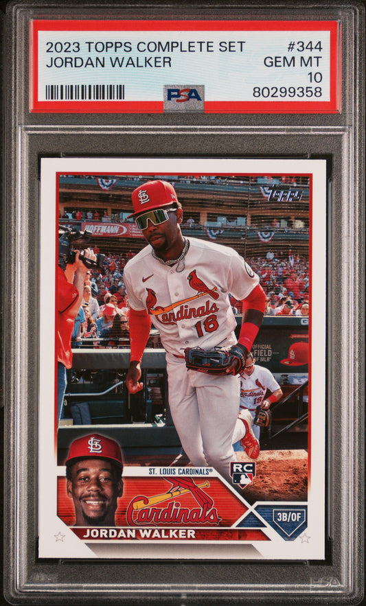 Graded 2023 Topps Complete Set Jordan Walker #344 Rookie RC Baseball Card PSA 10 Gem Mint