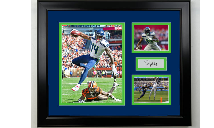 Framed DK Metcalf Seattle Seahawks Facsimile Laser Engraved Signature Football 14x11 3 Photo Collage