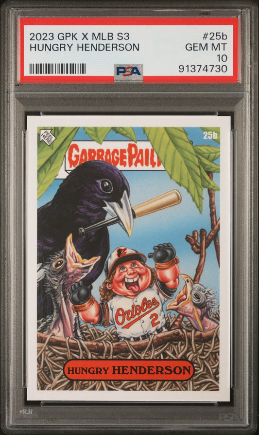 Graded 2023 Topps Garbage Pail Kids Gunnar Henderson #25B Hungry Henderson Rookie RC Baseball Card PSA 10 Gem Mint