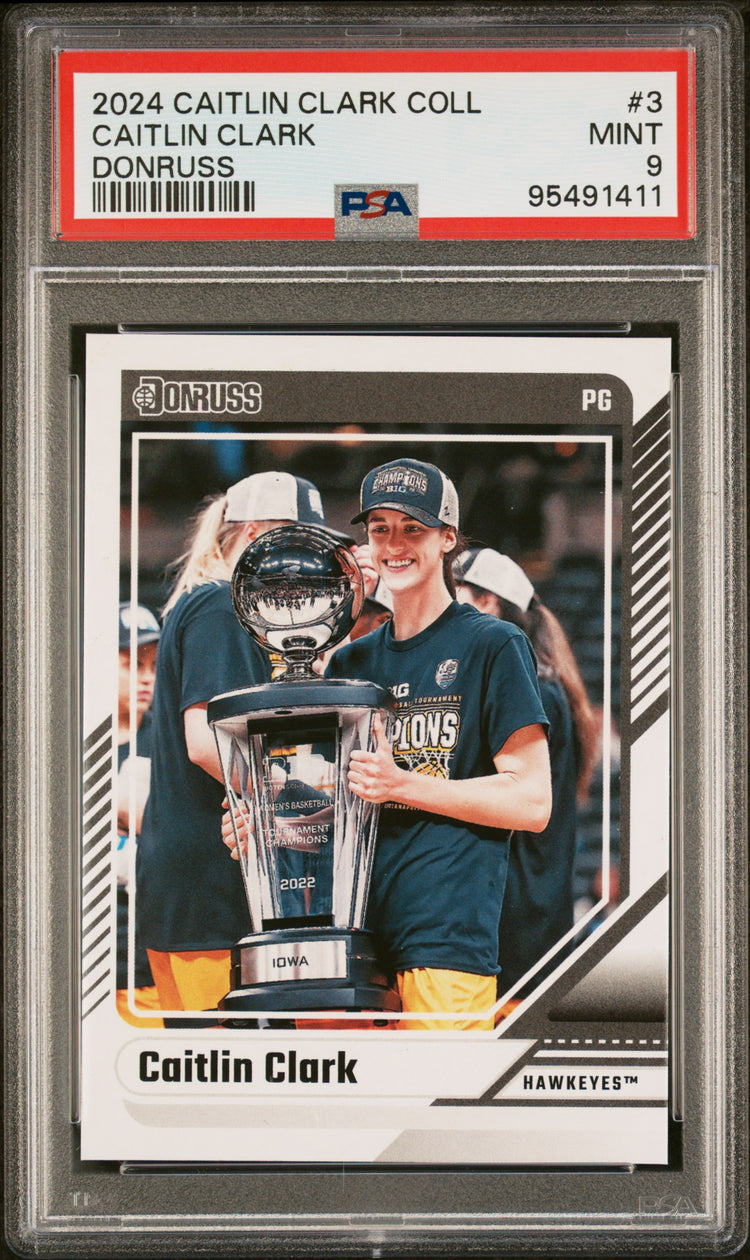 Graded 2024 Panini Caitlin Clark Collection Caitlin Clark #3 Donruss Rookie RC Basketball Card PSA 9 Mint