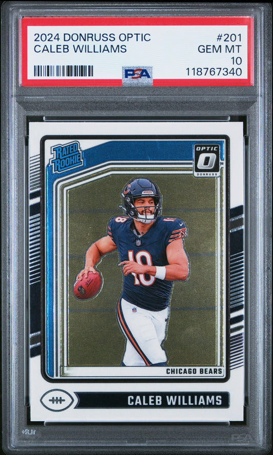 Graded 2024 Panini Donruss Optic Caleb Williams #201 Rookie RC Football Card PSA 10 Gem Mint