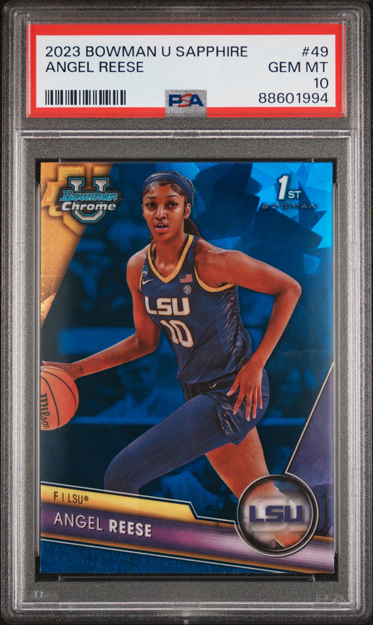 Graded 2023 Topps Bowman U Sapphire Angel Reese #49 Rookie RC Basketball Card PSA 10 Gem Mint