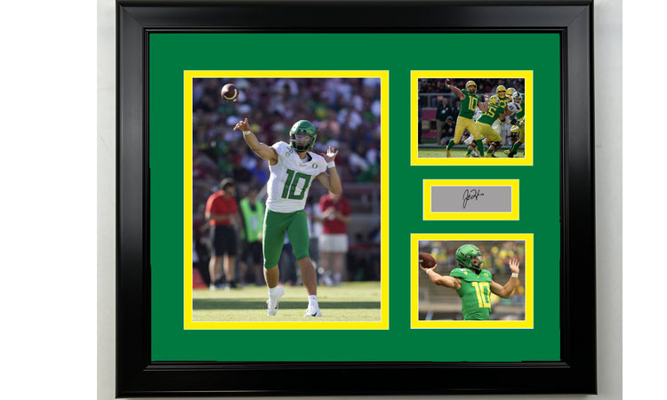 Framed Justin Herbert Oregon Ducks Facsimile Laser Engraved Signature NCAA Football 14x11 3 Photo Collage