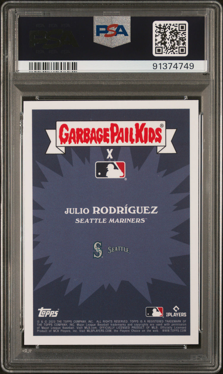 Graded 2023 Topps Garbage Pail Kids Julio Rodriguez #3A Julio Rod & Reel Baseball Card PSA 10 Gem Mint