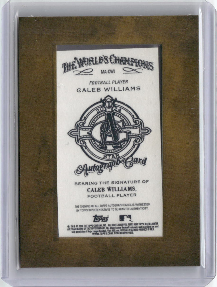 2024 Topps Allen & Ginter Mini Caleb Williams #MACWI Autographed Rookie RC Football Card