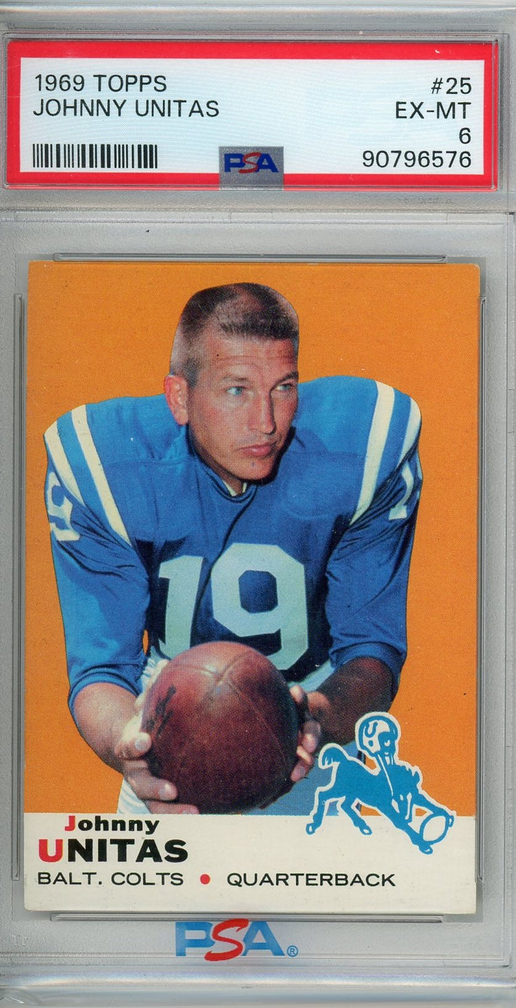 Graded 1969 Topps John Johnny Unitas #25 Football Card PSA 6 EX-MT