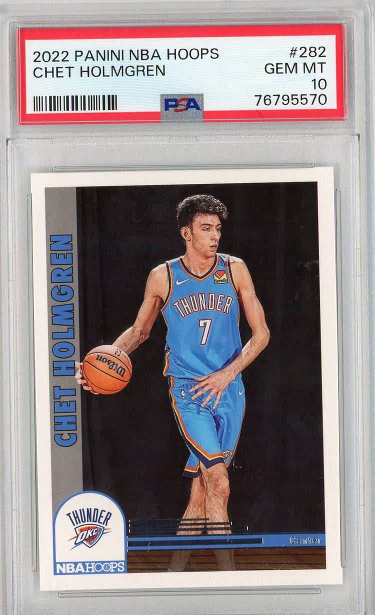 Graded 2022 Panini NBA Hoops Chet Holmgren #282 Rookie RC Basketball Card PSA 10 Gem Mint