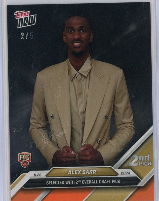 2024 Topps Now Alex Sarr #D2 Orange #/5 Rookie RC Basketball Card