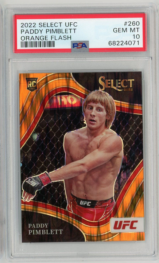 Graded 2022 Panini Select UFC Paddy Pimblett #260 Orange Flash Rookie RC UFC MMA Card PSA 10 Gem Mint