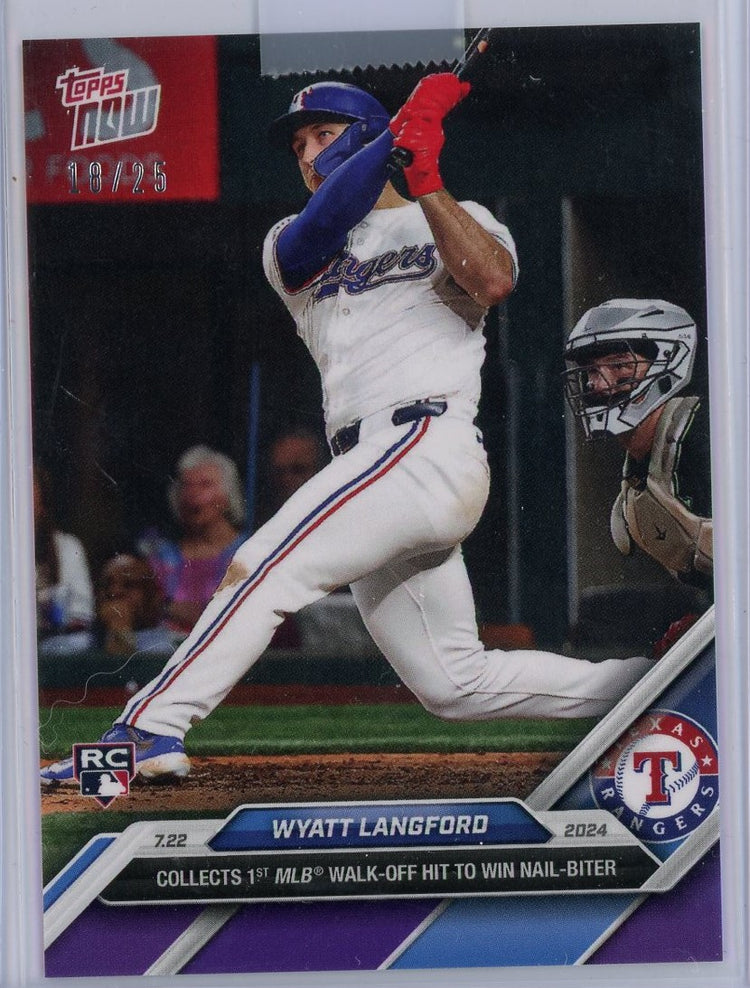 2024 Topps Now Wyatt Langford #456 Purple #/25 Rookie RC Baseball Card