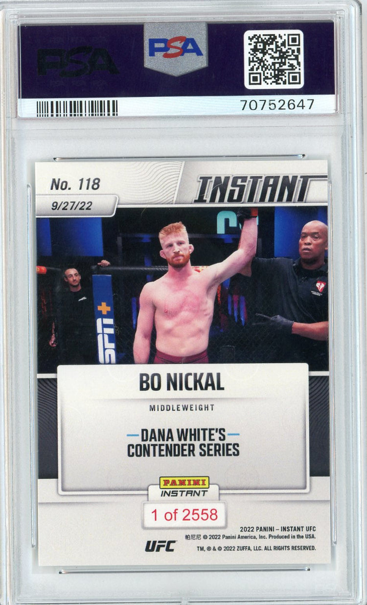 Graded 2022 Panini Instant UFC Bo Nickal #118 Rookie RC UFC MMA Card PSA 10 Gem Mint