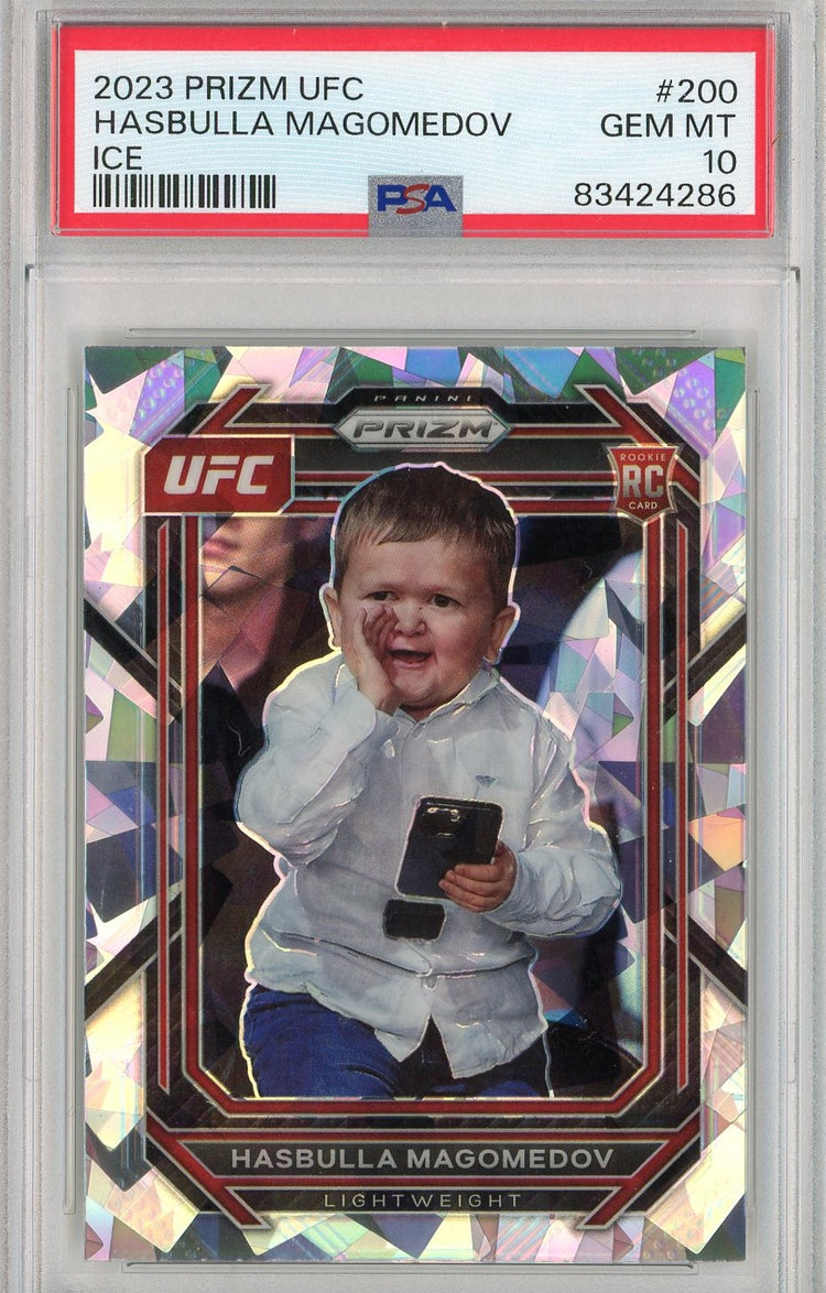 Graded 2023 Prizm UFC Hasbulla Magomedov #200 ICE Rookie RC UFC MMA Card PSA 10 Gem Mint