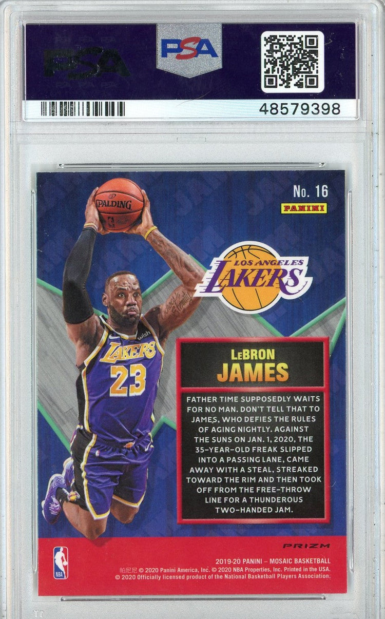 Graded 2019 Panini Mosaic LeBron James #16 Jam Masters Green Mosaic Basketball Card PSA 10 Gem Mint