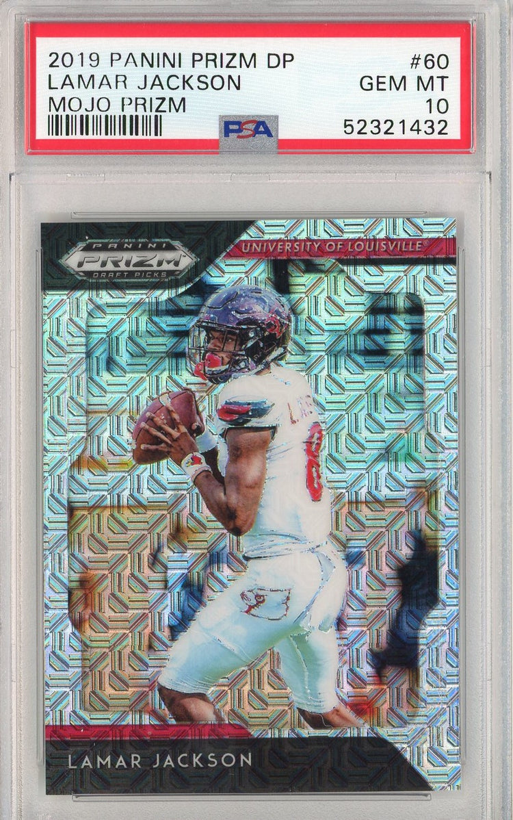 Graded 2019 Panini Prizm DP Lamar Jackson #60 Mojo Prizm Rookie RC Football Card PSA 10 Gem Mint