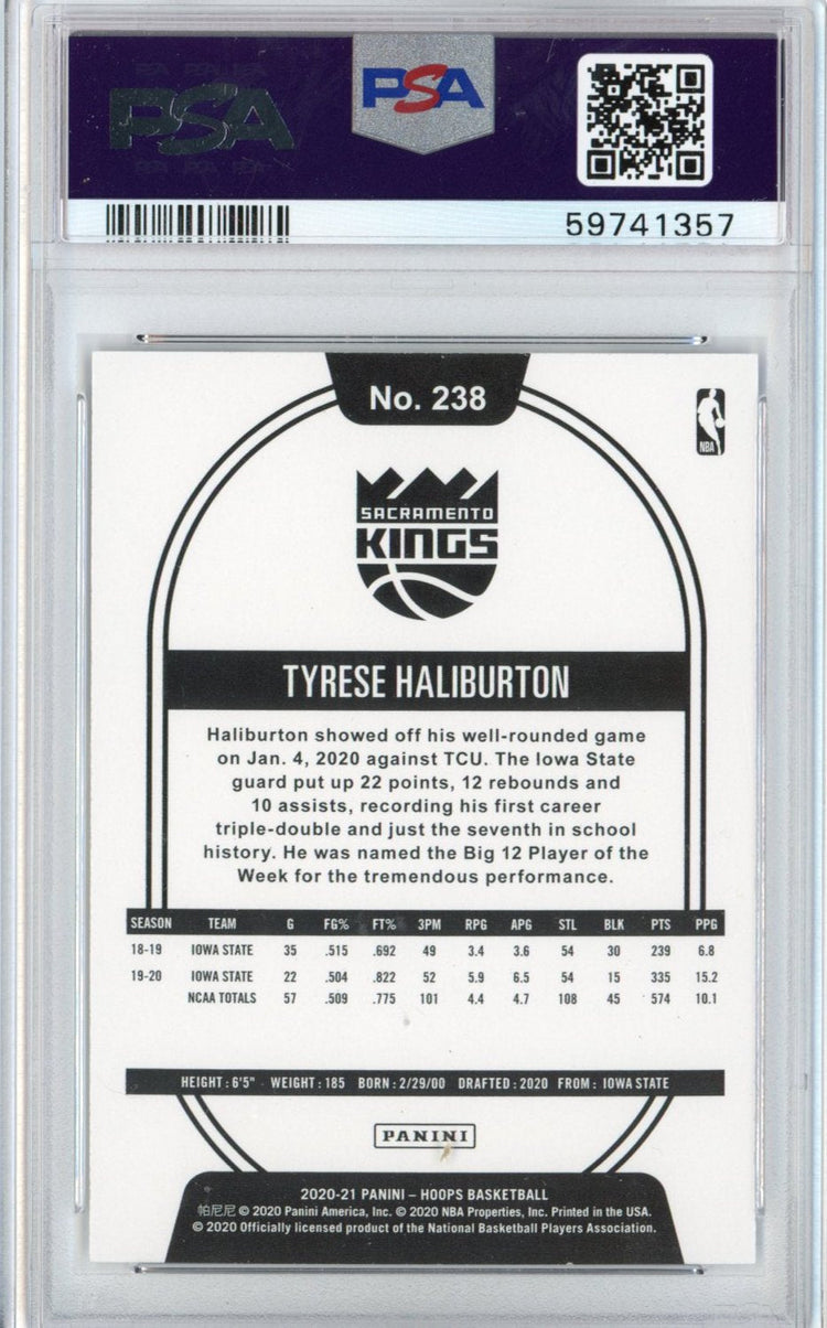 Graded 2020-21 Panini Hoops Tyrese Haliburton #238 Rookie RC Basketball Card PSA 10 Gem Mint