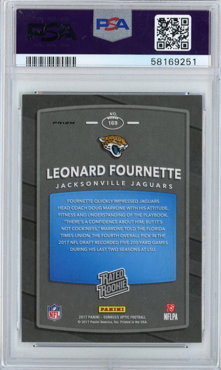 Graded 2017 Panini Donruss Optic Leonard Fournette #169 Lime Rookie RC Football Card PSA 10 Gem Mint