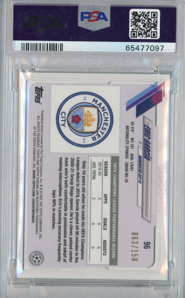 Graded 2020 Topps Chrome X Steve Aoki Eric Garcia #96 Aqua Rookie RC Soccer Card PSA 10 Gem Mint