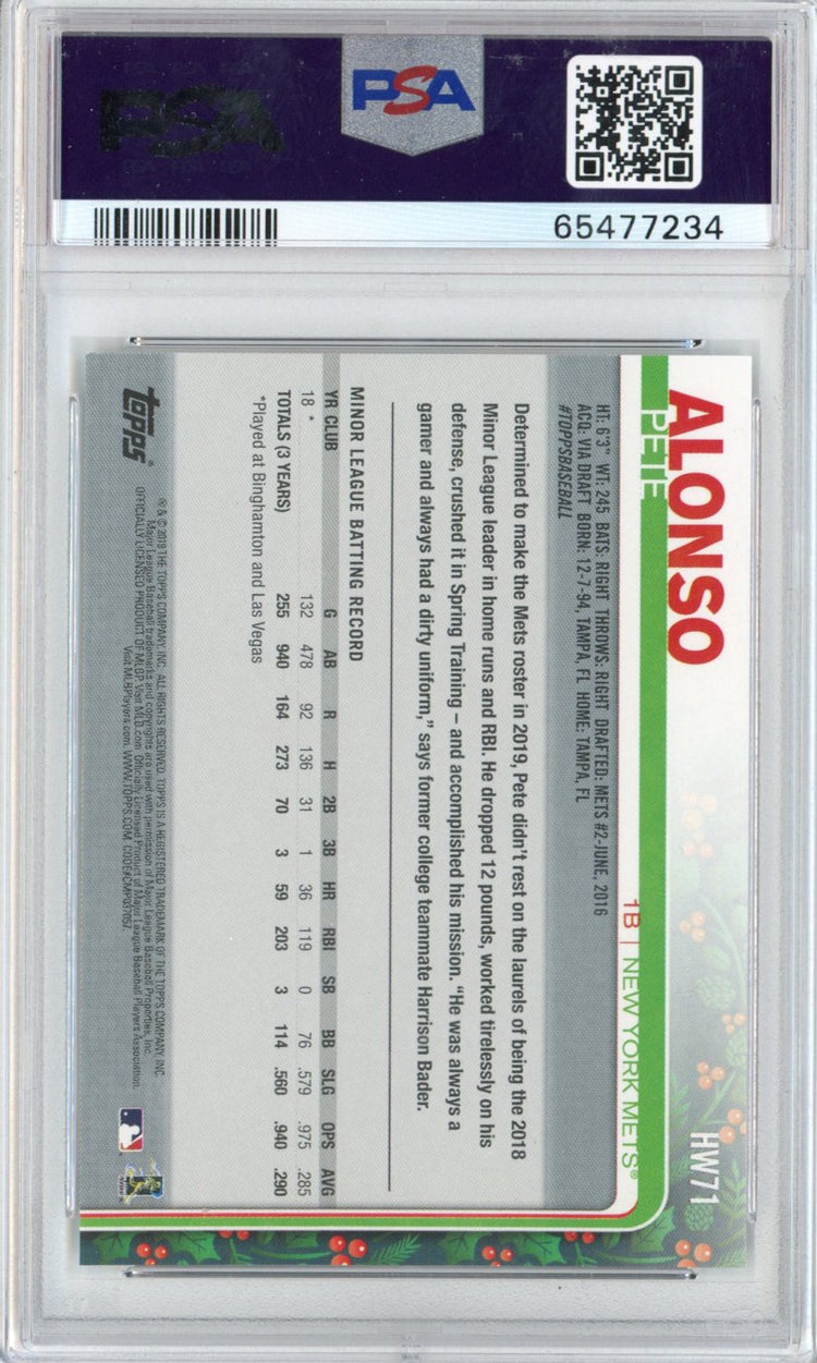 Graded 2019 Topps Holiday Pete Alonso #71 Rookie RC Baseball Card PSA 9 Mint