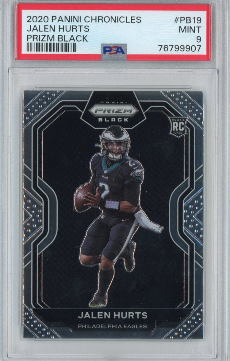 Graded 2020 Panini Chronicles Jalen Hurts #PB19 Prizm Black Rookie RC Football Card PSA 9 Mint