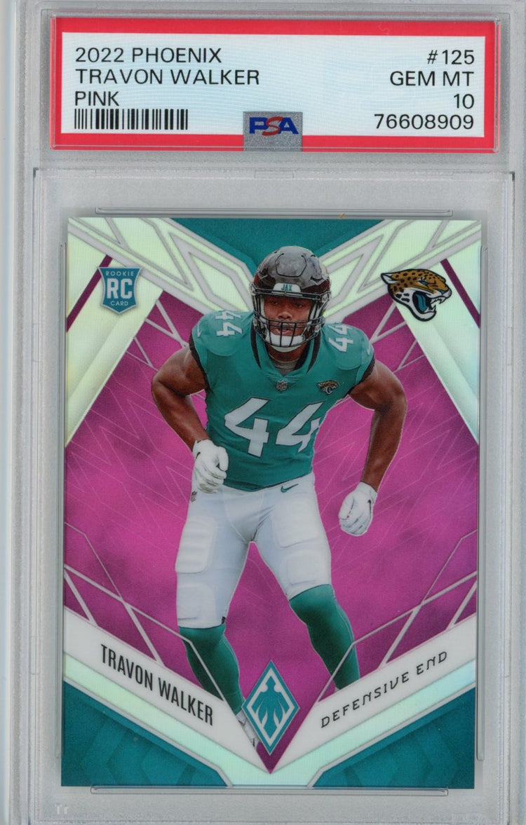 Graded 2022 Panini Phoenix Travon Walker #125 Pink Rookie RC Football Card PSA 10 Gem Mint