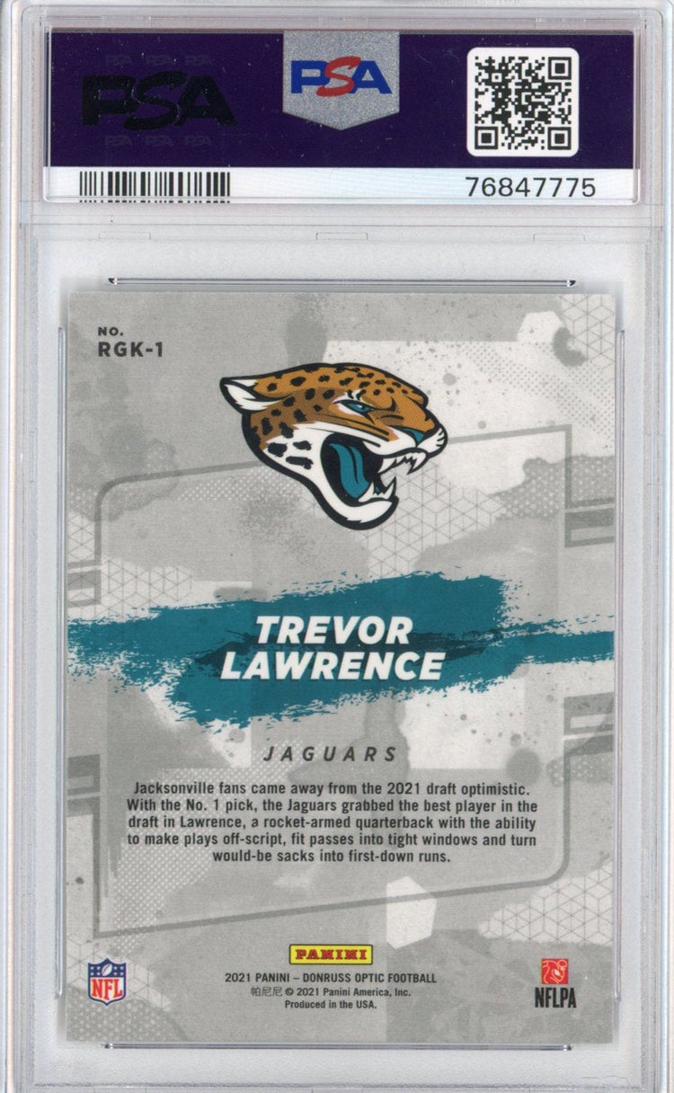 Graded 2021 Panini Donruss Optic Trevor Lawrence #RGK1 Gridiron Kings Rookie RC Football Card PSA 10 Gem Mint