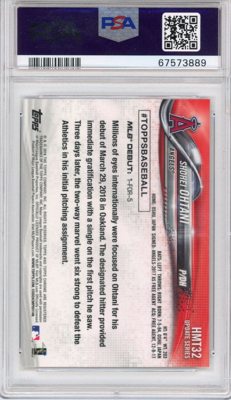 Graded 2018 Topps Chrome Update Shohei Ohtani #HMT32 Rookie RC Baseball Card PSA 10 Gem Mint
