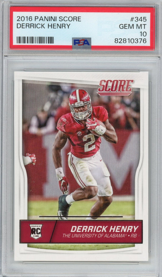 Graded 2016 Panini Score Derrick Henry #345 Rookie RC Football Card PSA 10 Gem Mint
