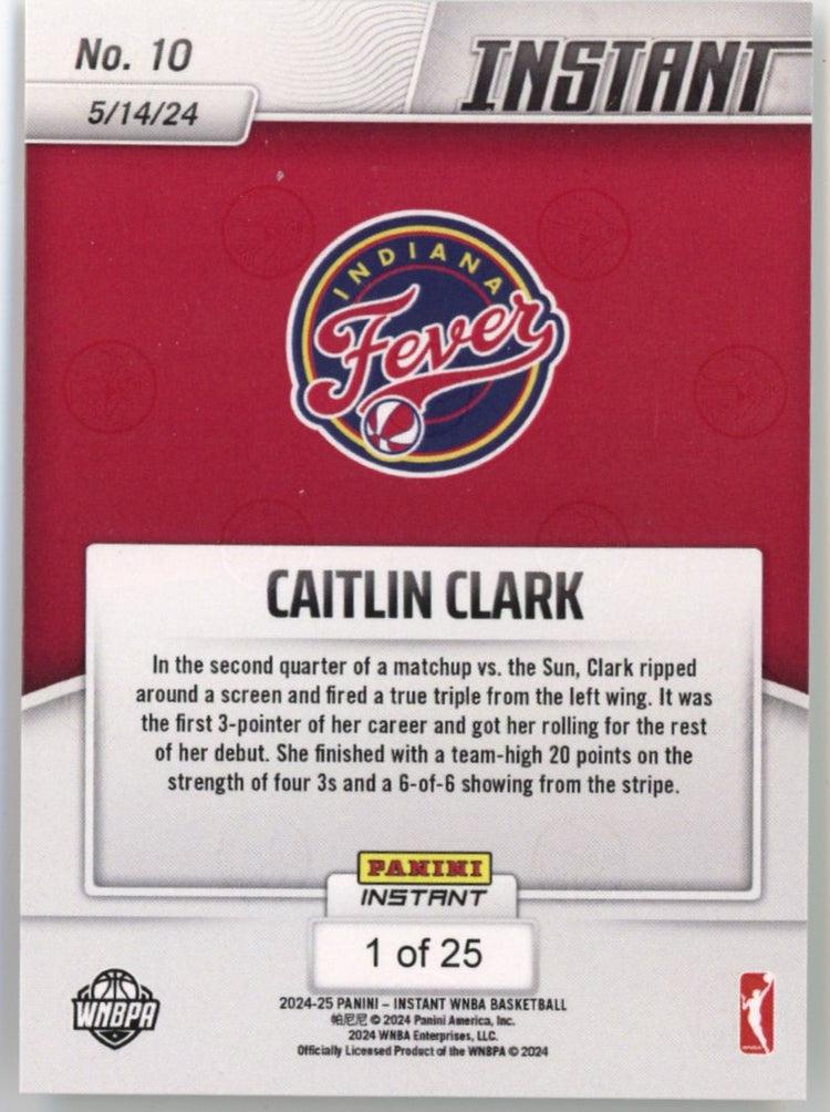 2024 Panini Instant WNBA Caitlin Clark #10 Jungle #/25 Rookie RC Basketball Card