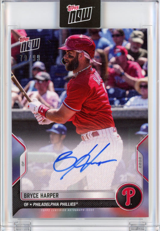 2022 Topps Now Road to Opening Day Bryce Harper #OD271A Auto /99 Baseball Card